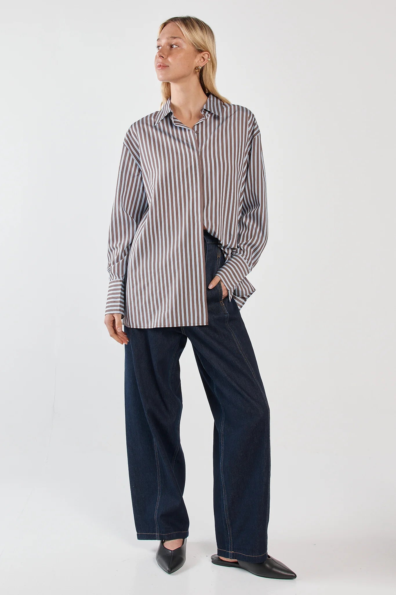 Sass Claudia Stripe Shirt Chocolate stripe