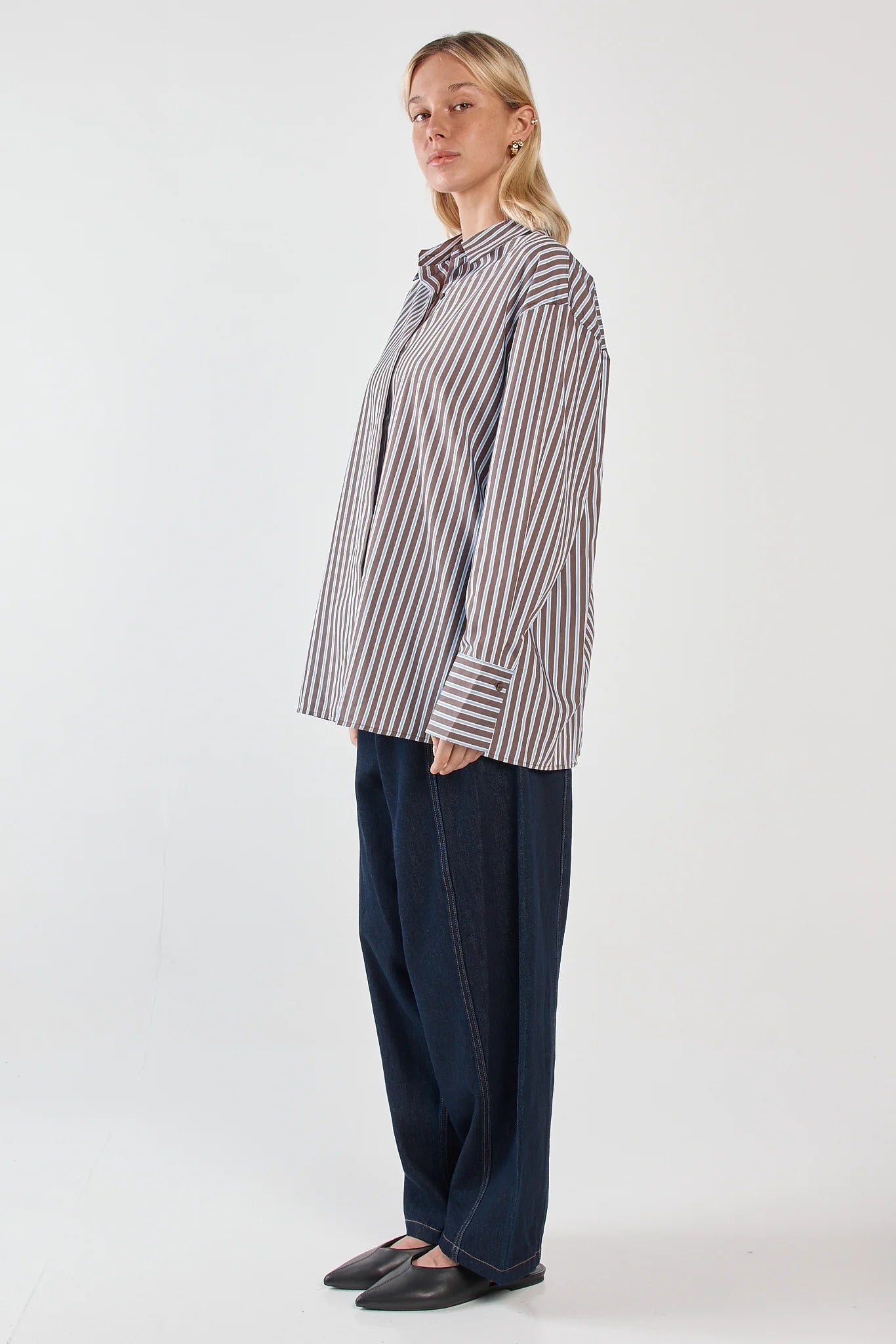 Sass Claudia Stripe Shirt Chocolate stripe