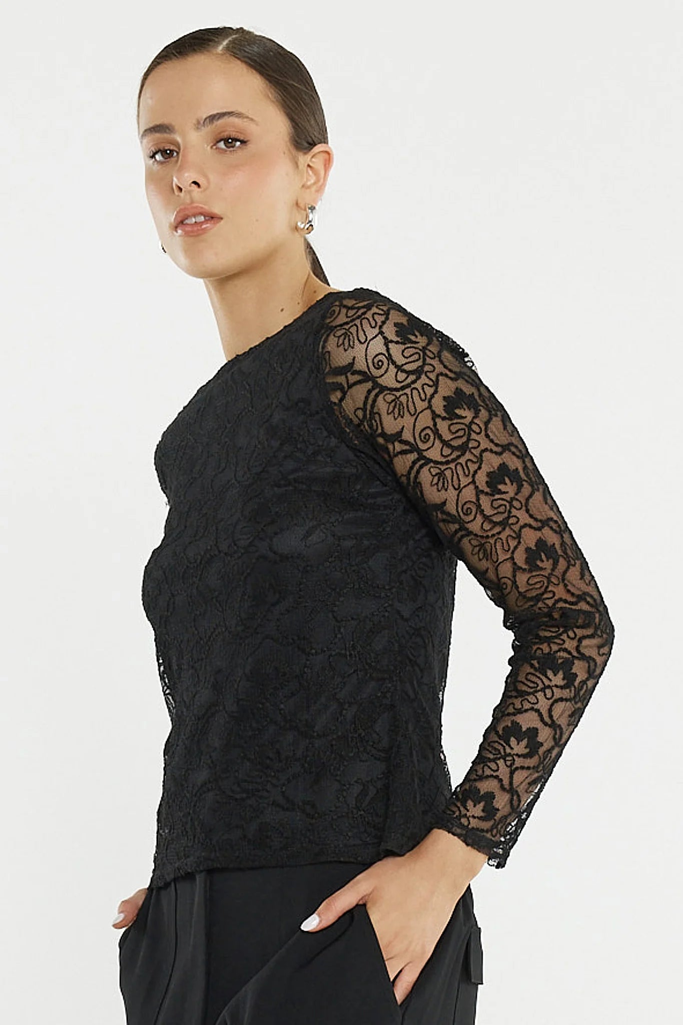 Sass Effie Mesh Top Black