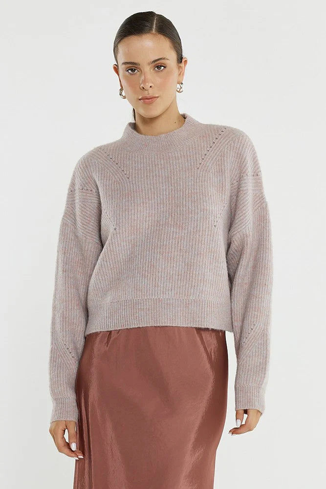 Sass Innes Pointelle Jumper Pink Marle