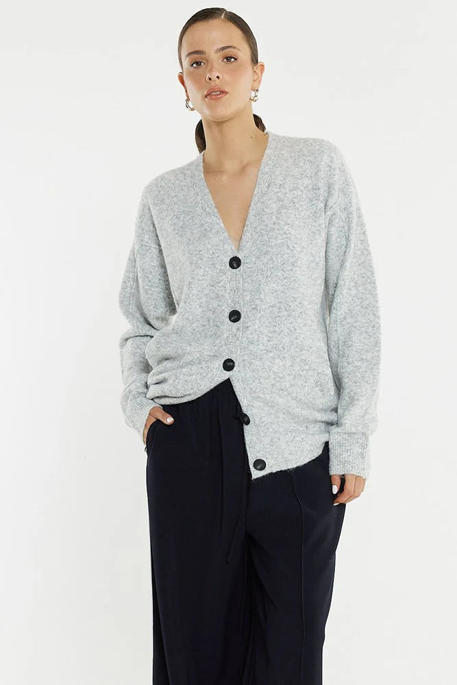 Sass Lee Longline Cardi Grey Marle