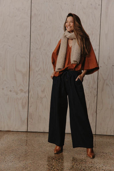 Eb & Ive Pepi Wide Denim Pant Small Oxford