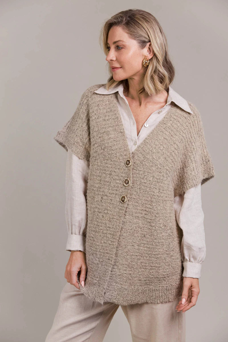 Eb & Ive Folie Button Vest Oat
