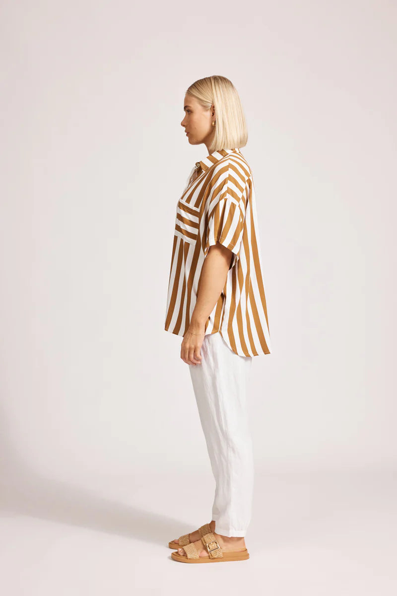 Eb & Ive Treville Stripe Shirt- Caramel OS