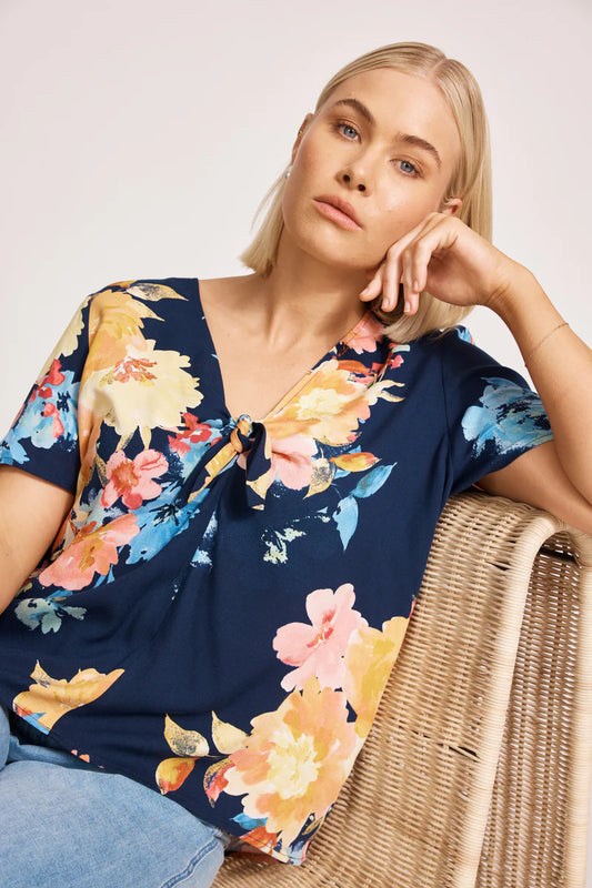 Eb & Ive Parisio Tie Top-Indigo Bloom