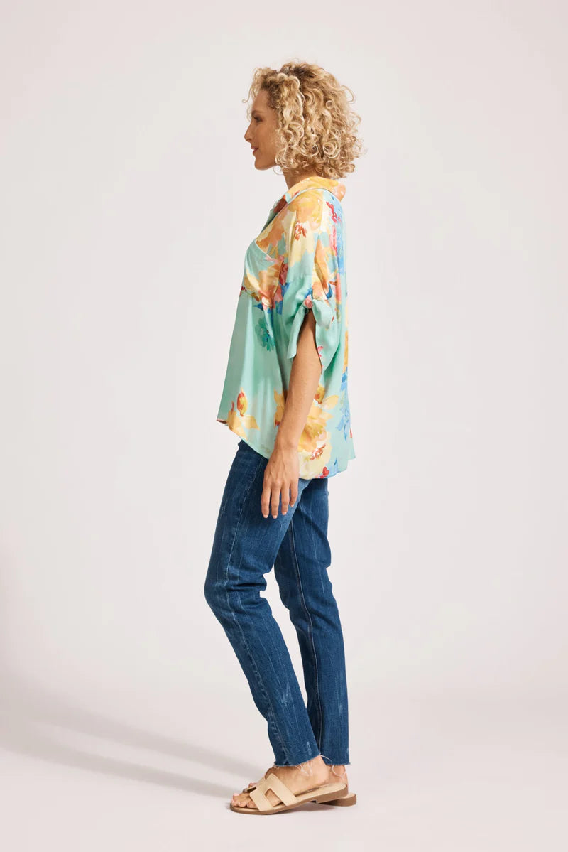 Eb & Ive Parisio Tie Shirt-Mint Bloom