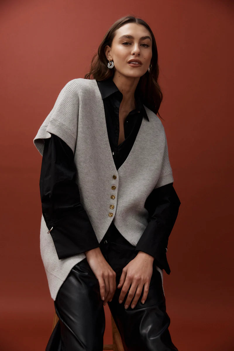 Eb & Ive Berber Vest Cardigan- Marle
