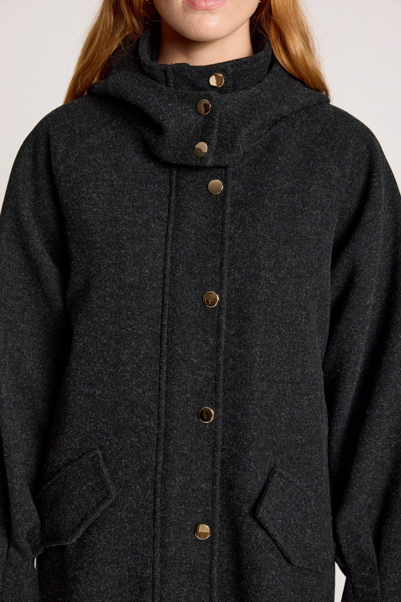Eb & Ive Sable Hood Jacket-Charcoal