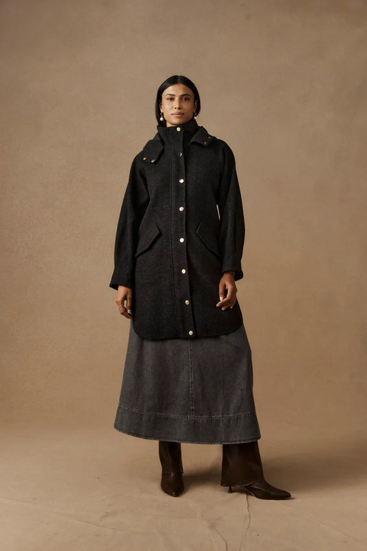 Eb & Ive Sable Hood Jacket-Charcoal