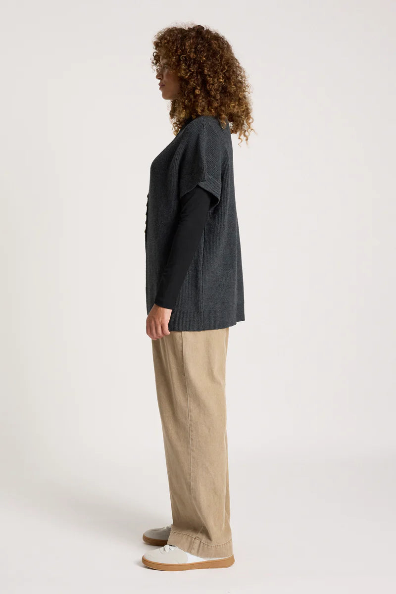 Eb & Ive Berber Vest Cardigan- Charcoal
