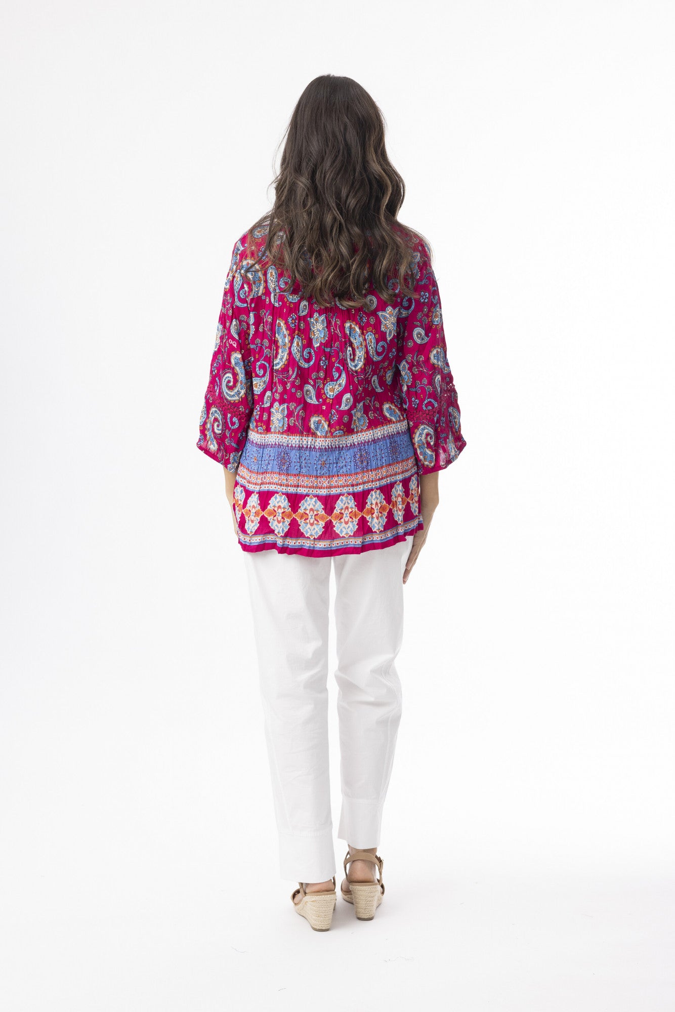 Orientique Boho Tops Shape 2 Indian Border Pink
