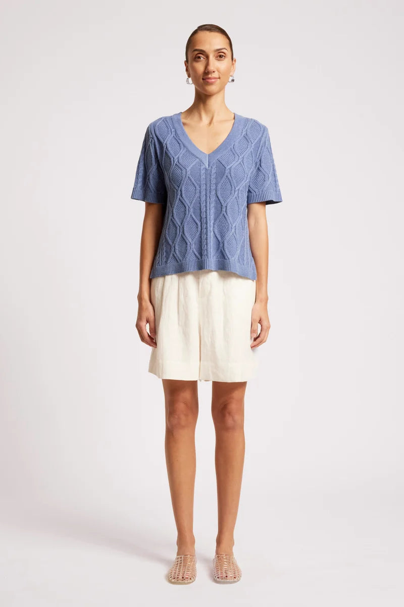 Eb+Ive Casa Cable V Knit Marine