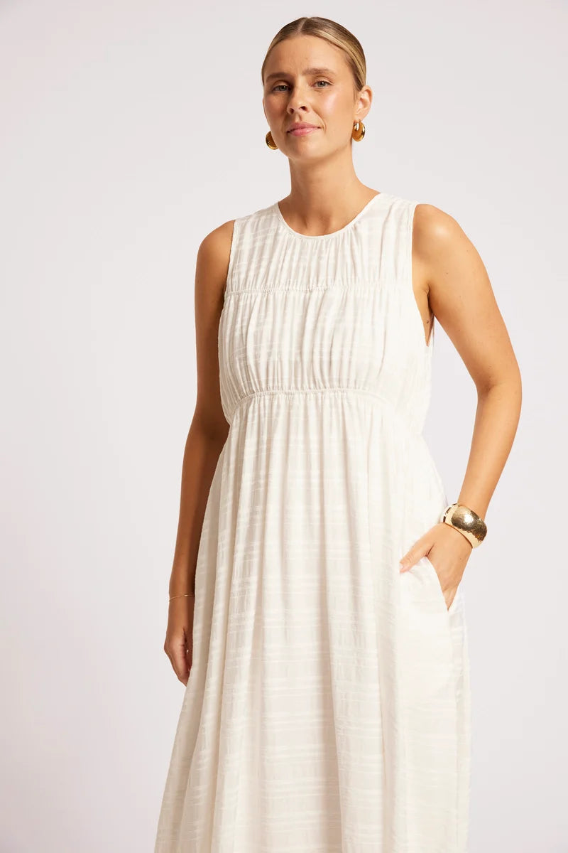 Eb+Ive Sovana Ruched Maxi Dress White