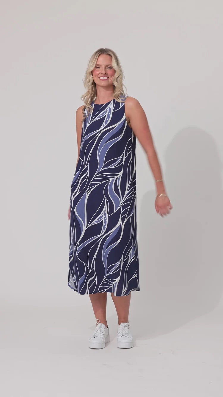 Lemon Tree Noa Leafy Blue Dress