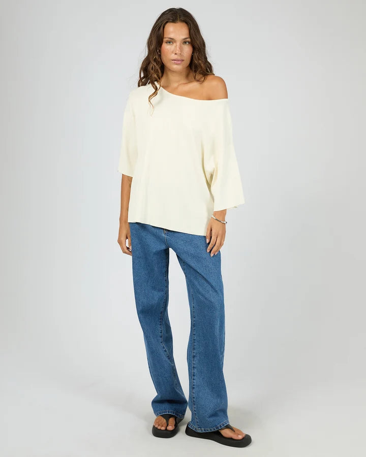 Silent Theory Ollie Off Shoulder Knit Top White