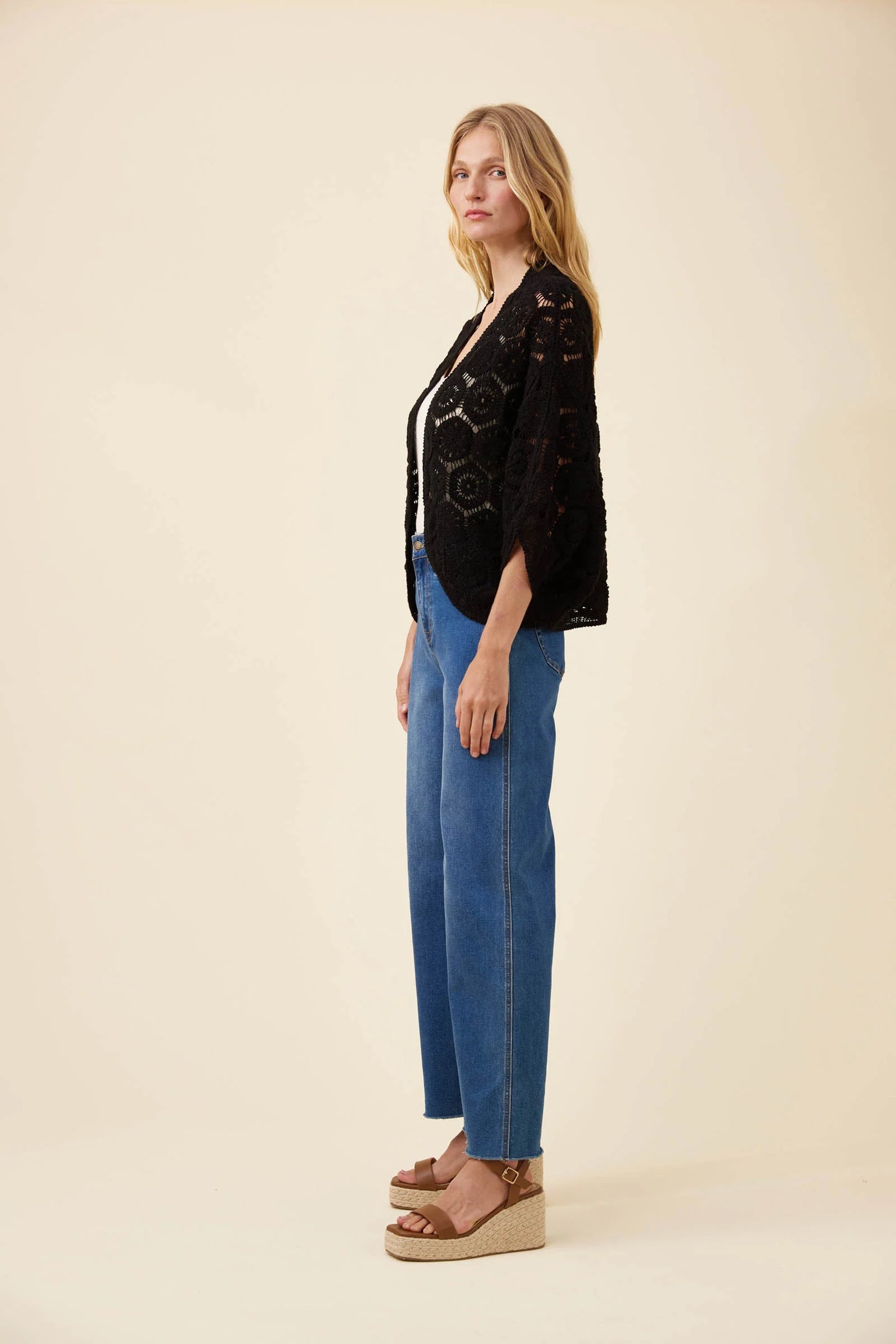 Isle of Mine Maggie Crochet Cape Black OS