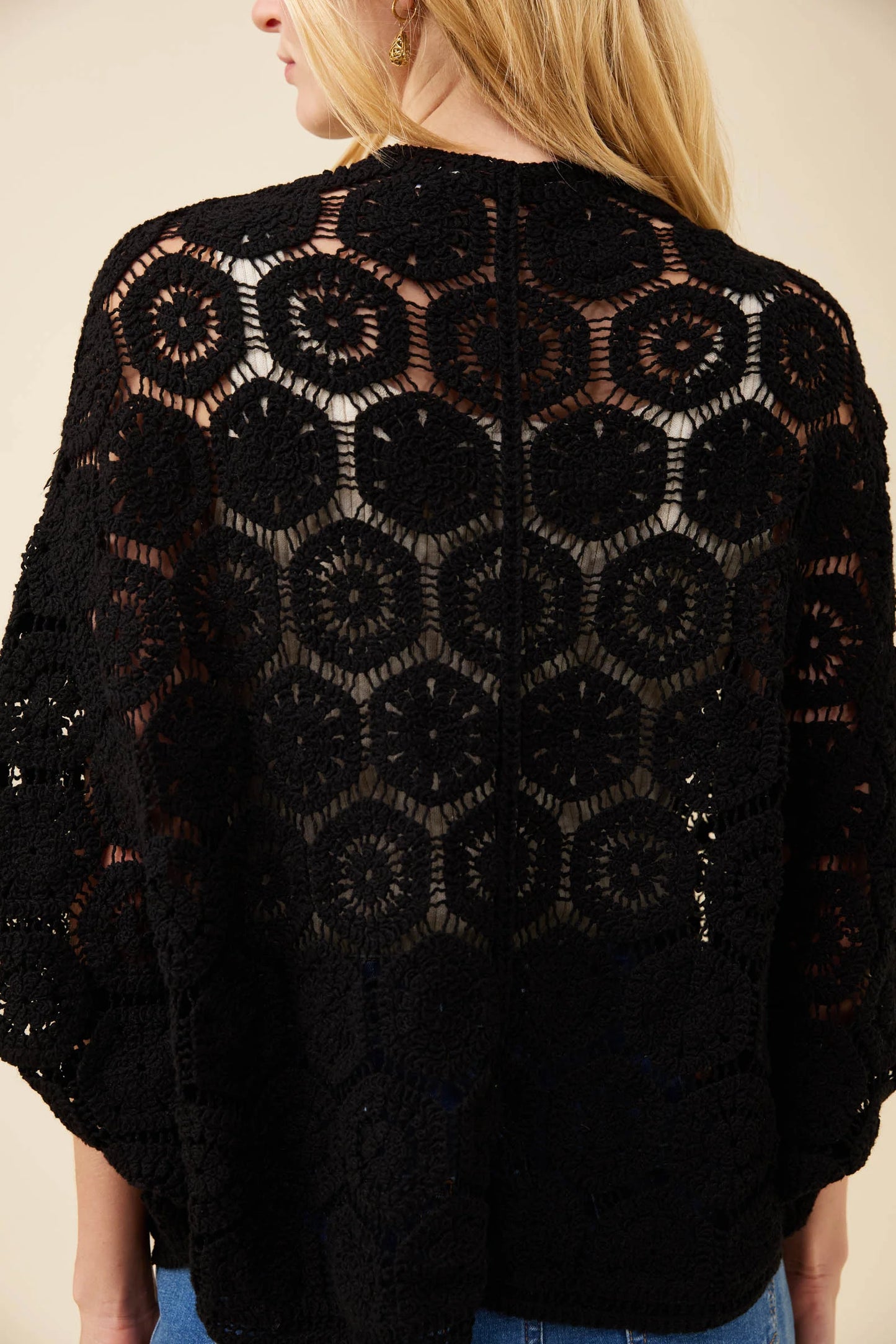 Isle of Mine Maggie Crochet Cape Black OS