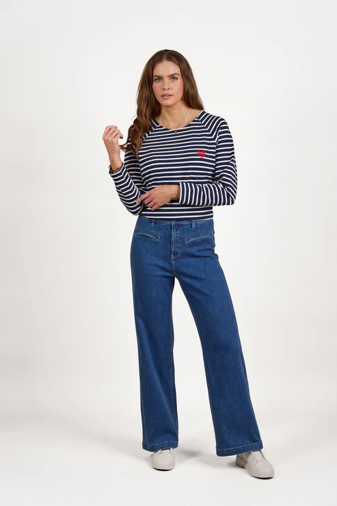 Vassalli Wide Leg Full Length Jean – Blue Wash