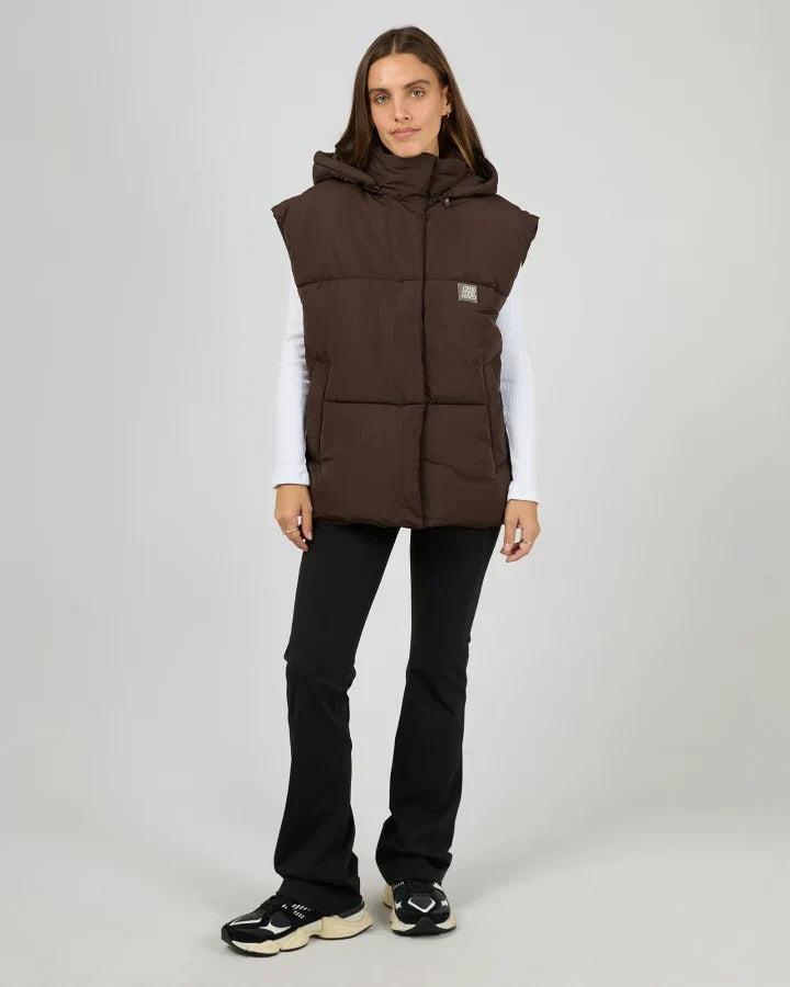 All About Eve Elevate Puffer Vest Chocolate