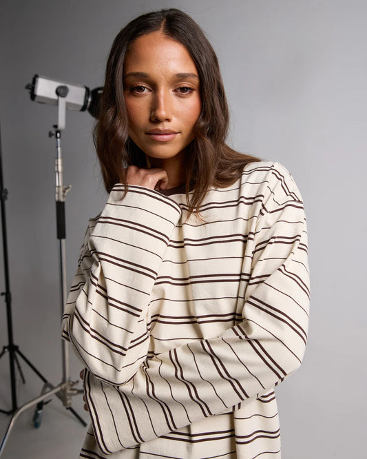 Silent Theory Striped L/S Tee-Chocolate