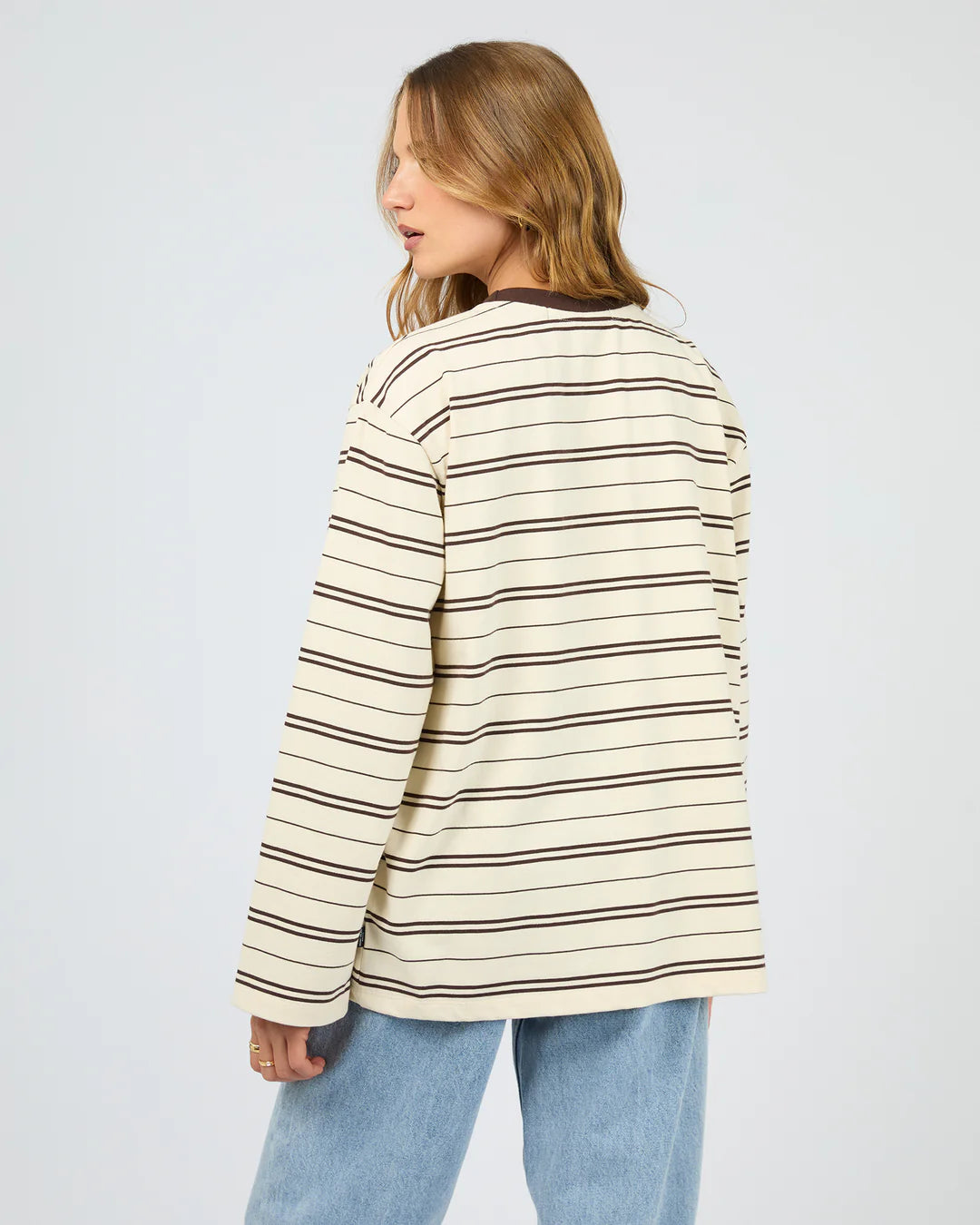 Silent Theory Striped L/S Tee-Chocolate