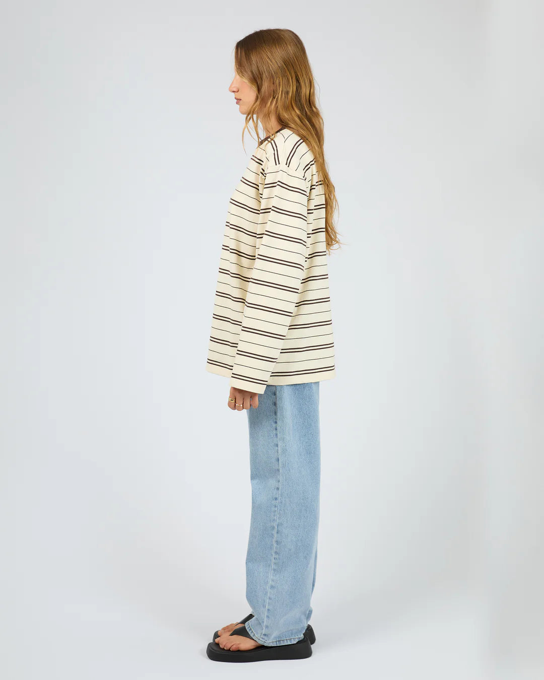 Silent Theory Striped L/S Tee-Chocolate
