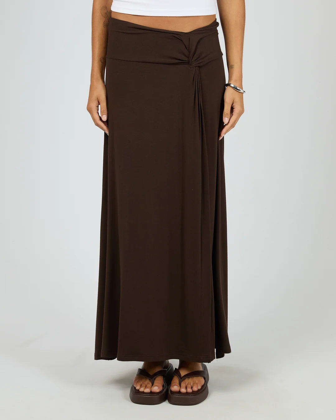 Silent Theory Twisted Detail Maxi Skirt Chocolate
