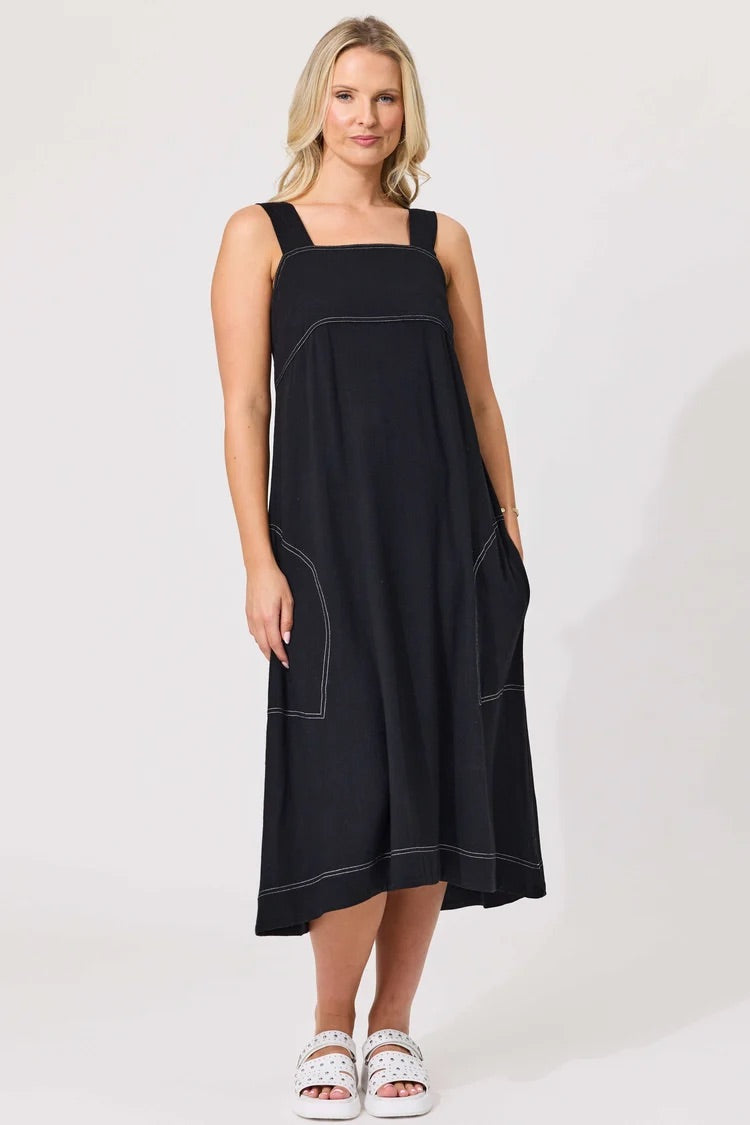 Lemon Tree Gabi Linen Dress Black