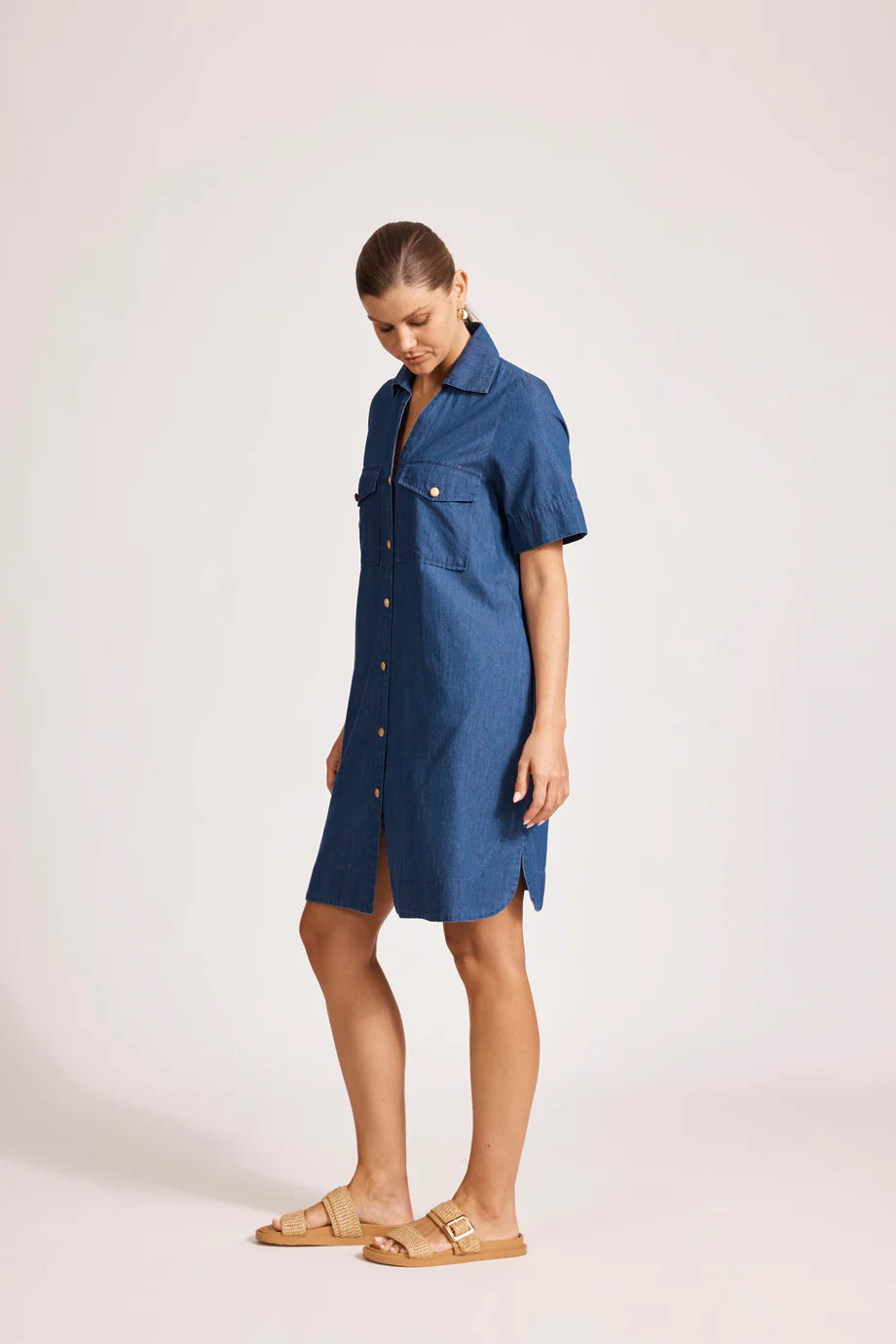 Eb & Ive Melenia Denim Shirt Dress Indigo