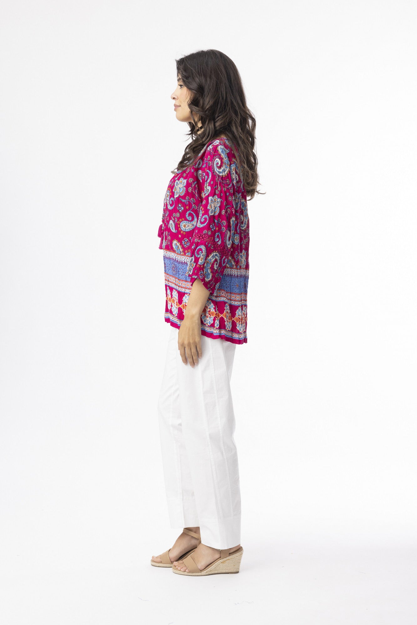 Orientique Boho Tops Shape 2 Indian Border Pink