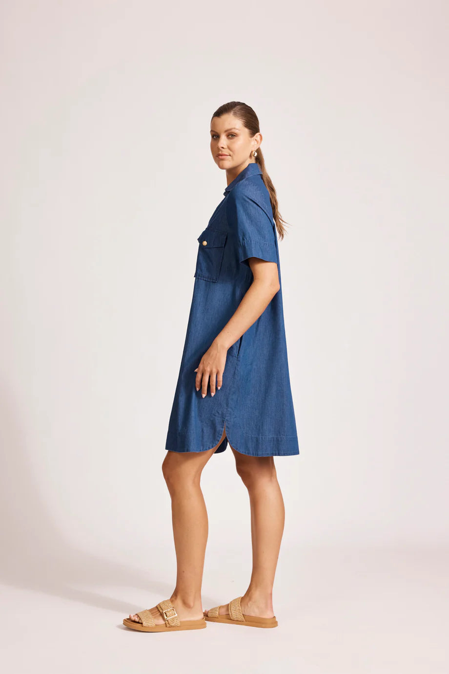 Eb & Ive Melenia Denim Shirt Dress Indigo