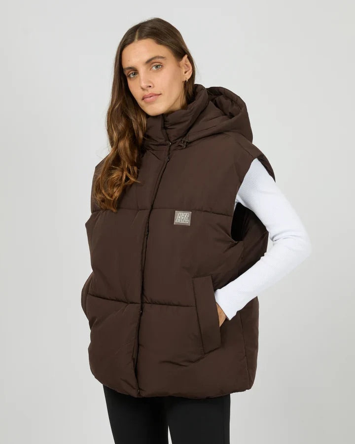 All About Eve Elevate Puffer Vest Chocolate
