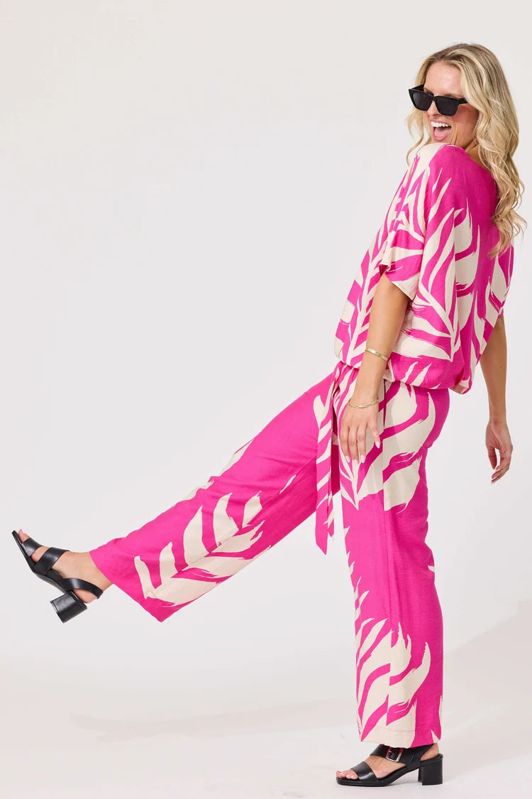 Lemon Tree Marie Pants Floral Fuchsia