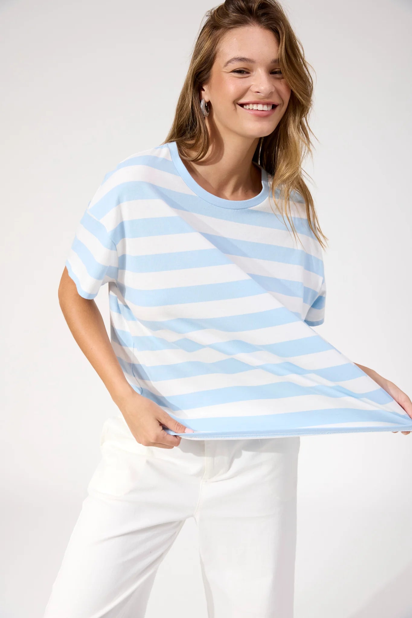 Haven  Columbus Stripe Tshirt Baby Blue