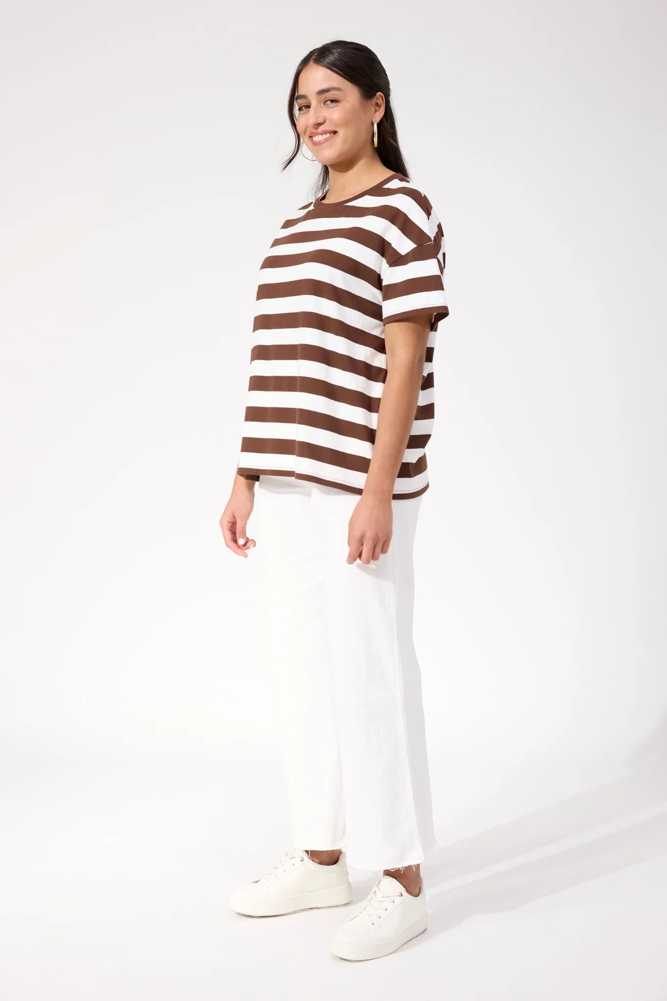 Haven Columbus Stripe Tshirt Brown