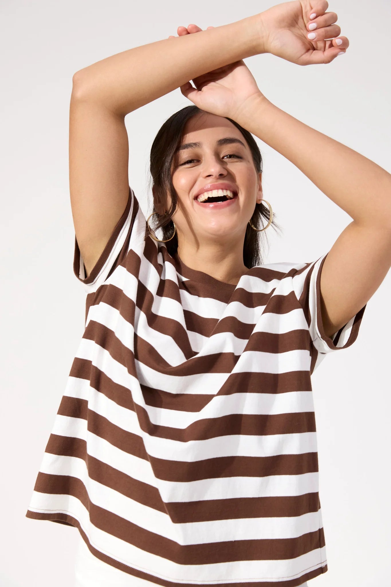 Haven Columbus Stripe Tshirt Brown