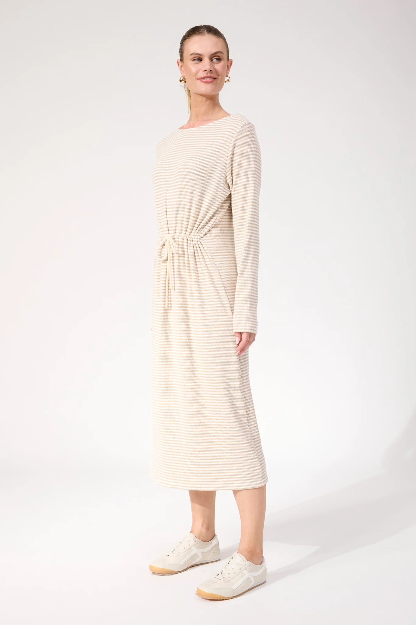 Haven Levi Stripe Tshirt Dress Latte