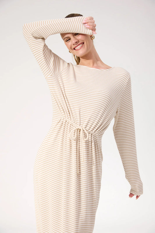 Haven Levi Stripe Tshirt Dress Latte