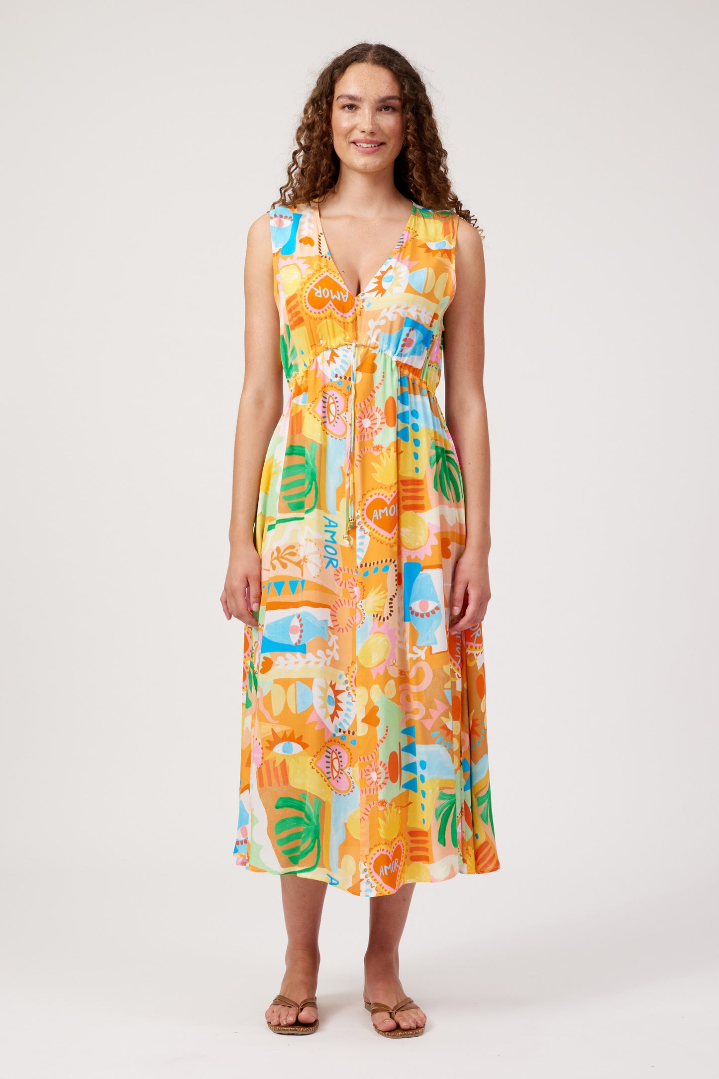 Haven Mykonos Tie Midi Dress Mati