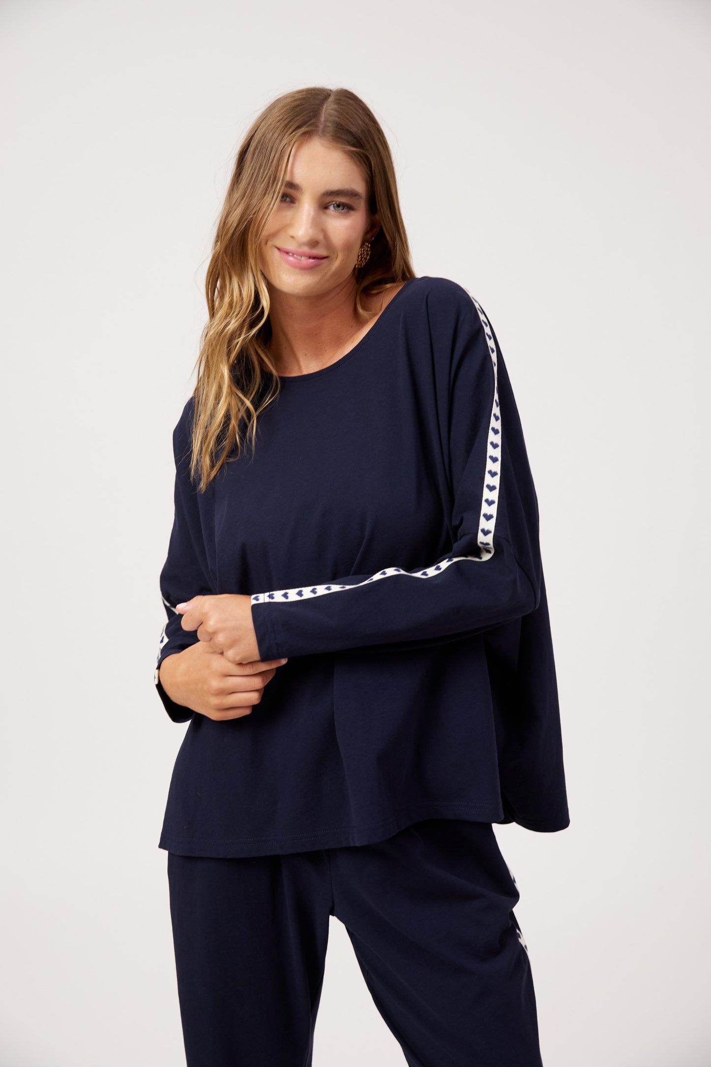 Haven Elba Heart Long Sleeve Tshirt Navy