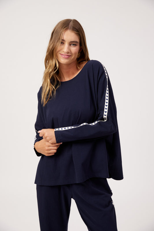 Haven Elba Heart Long Sleeve Tshirt Navy