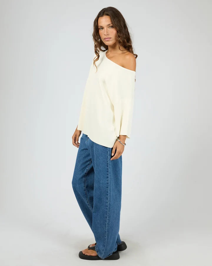 Silent Theory Ollie Off Shoulder Knit Top White