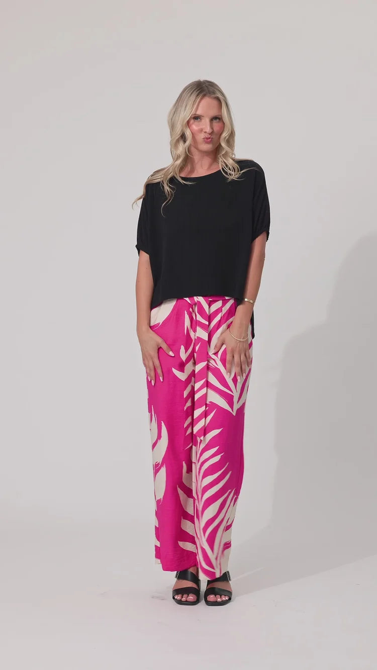 Lemon Tree Marie Pants Floral Fuchsia