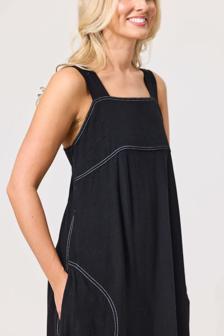 Lemon Tree Gabi Linen Dress Black