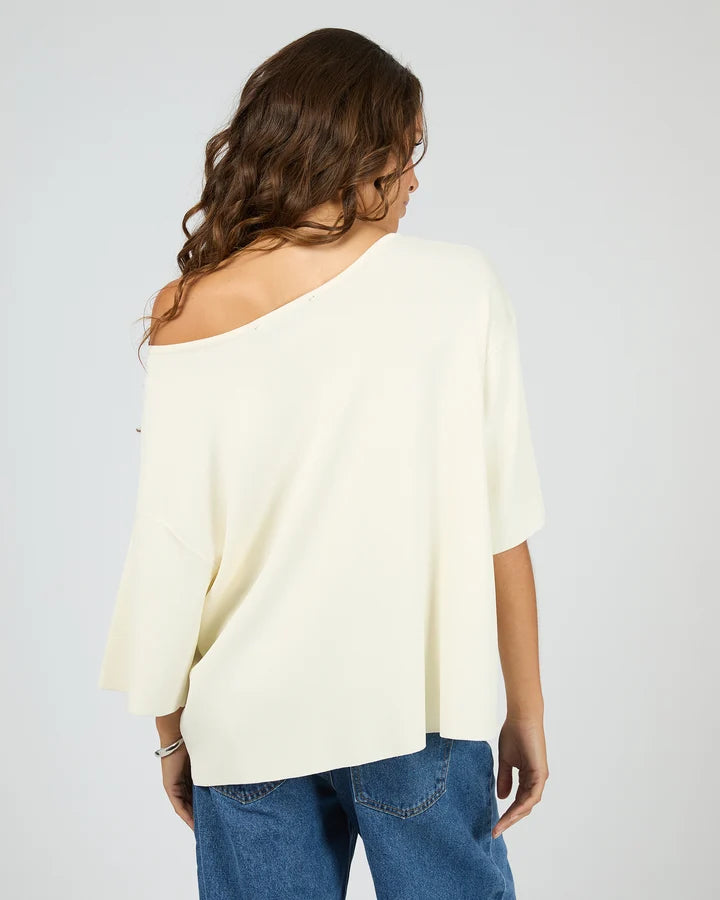 Silent Theory Ollie Off Shoulder Knit Top White
