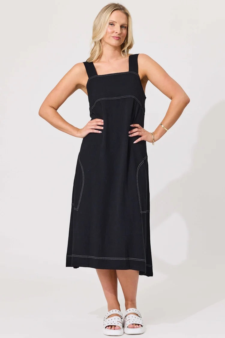 Lemon Tree Gabi Linen Dress Black