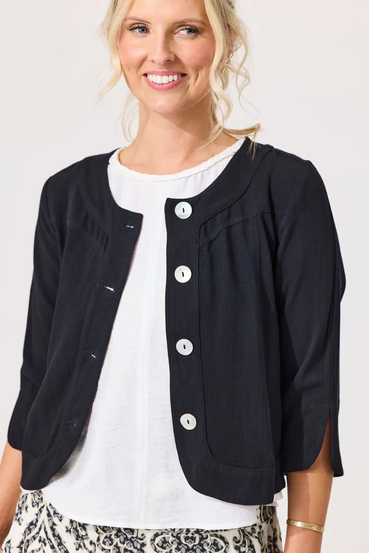Lemon Tree Amalfi Linen Jacket Black