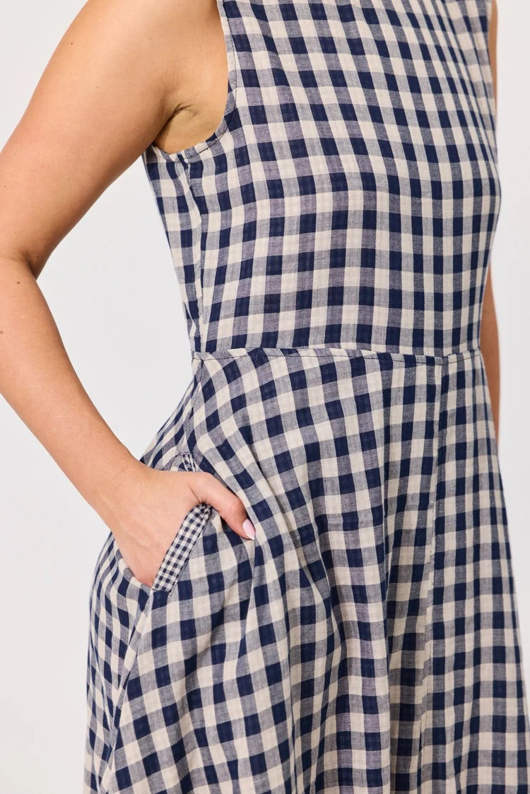 Lemon Tree Antonia Dress Navy Gingham