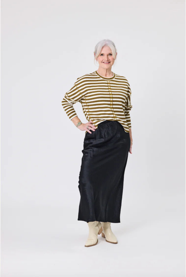 Lemon Tree Alice Top in Olive/ White