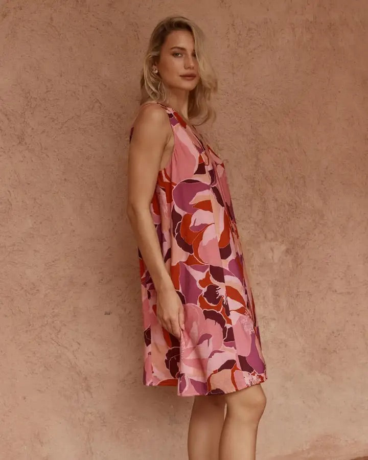 Sass Allie Seamed Swing Dress Peony Print